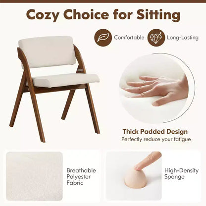 Costway Lot de 2 chaises de salle à manger pliantes de cuisine avec pieds en bois de caoutchouc et siège rembourré