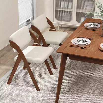Costway Lot de 2 chaises de salle à manger pliantes de cuisine avec pieds en bois de caoutchouc et siège rembourré