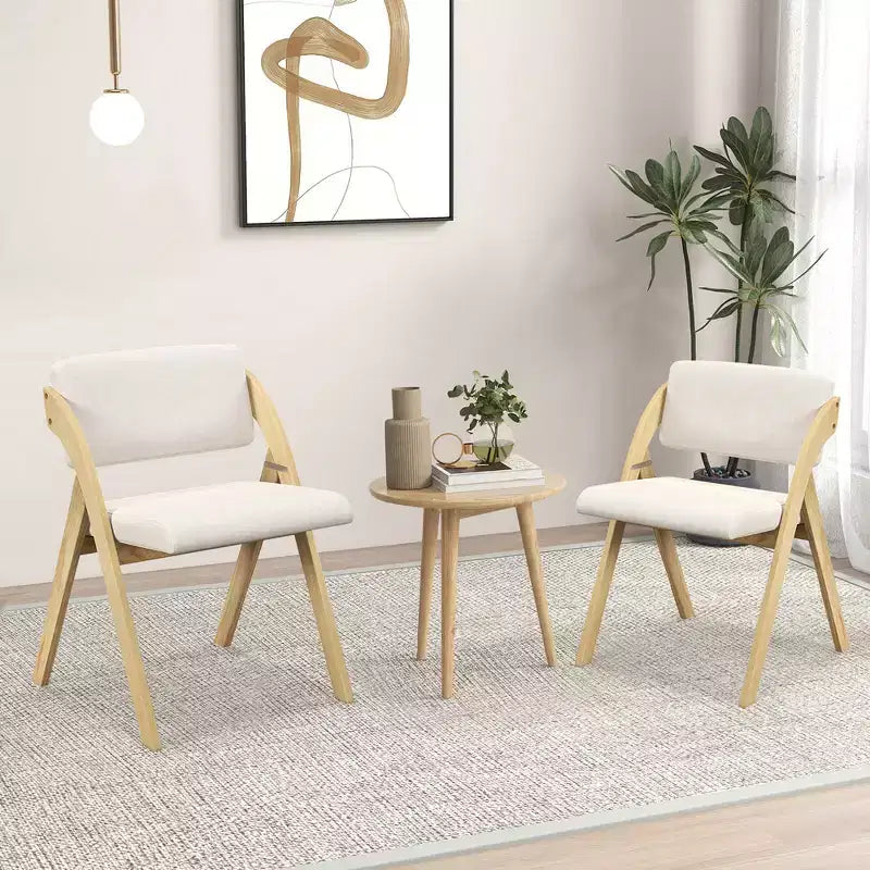 Costway Lot de 2 chaises de salle à manger pliantes de cuisine avec pieds en bois de caoutchouc et siège rembourré