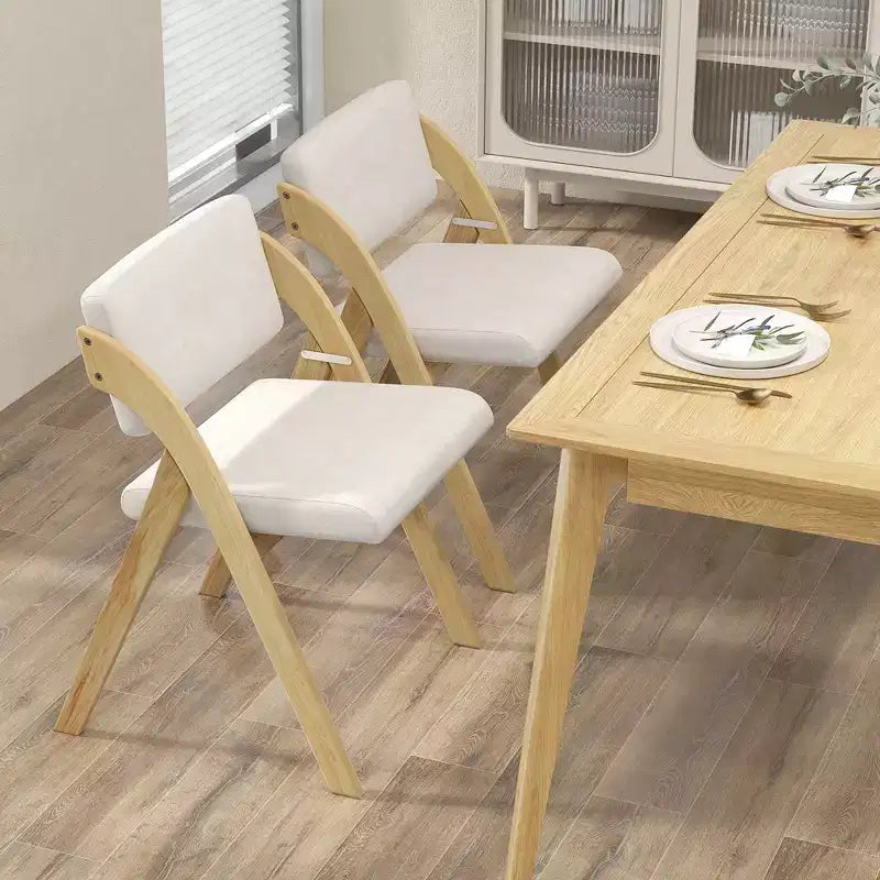 Costway Lot de 2 chaises de salle à manger pliantes de cuisine avec pieds en bois de caoutchouc et siège rembourré