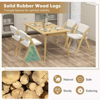 Costway Lot de 2 chaises de salle à manger pliantes de cuisine avec pieds en bois de caoutchouc et siège rembourré