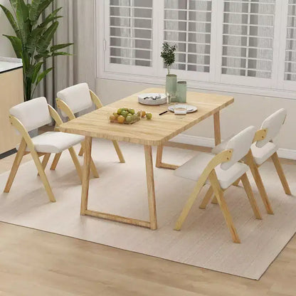 Costway Lot de 2 chaises de salle à manger pliantes de cuisine avec pieds en bois de caoutchouc et siège rembourré