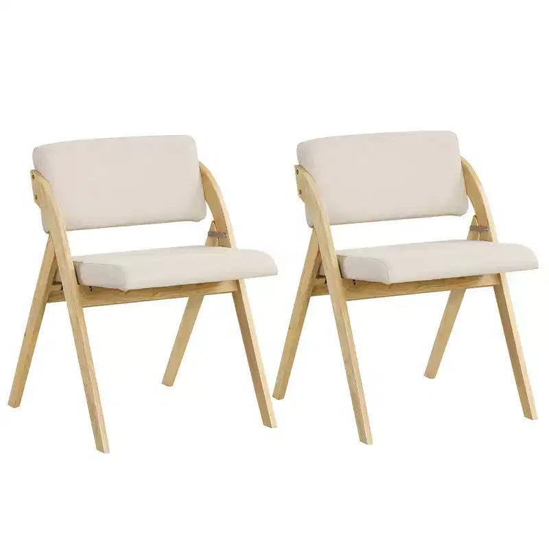 Costway Set of 2 Dining Chairs Folding Kitchen Chair w/ Rubber Wood Legs Padded Seat