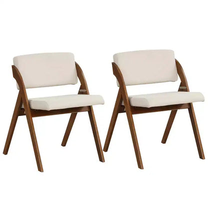 Costway Lot de 2 chaises de salle à manger pliantes de cuisine avec pieds en bois de caoutchouc et siège rembourré