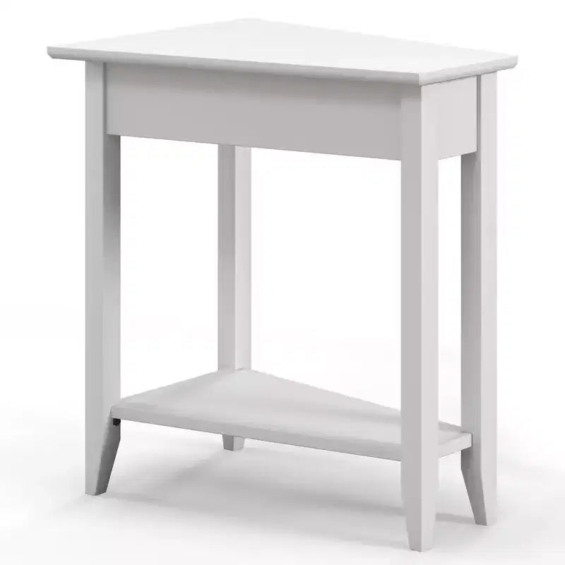 Table d'extrémité à 2 niveaux Costway, table de chevet étroite irrégulière pour canapé avec étagère de rangement