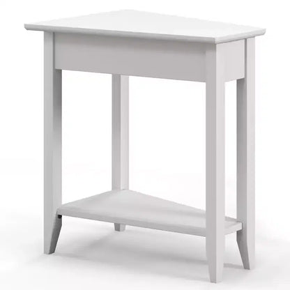 Table d'extrémité à 2 niveaux Costway, table de chevet étroite irrégulière pour canapé avec étagère de rangement