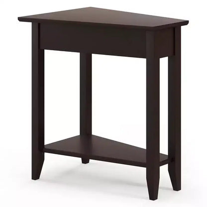 Table d'extrémité à 2 niveaux Costway, table de chevet étroite irrégulière pour canapé avec étagère de rangement