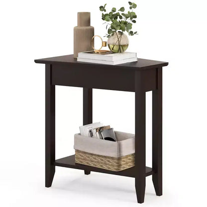 Costway 2-Tier End Table Irregular Narrow Sofa Side Nightstand w/ Storage Shelf