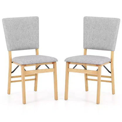 Lot de 4 chaises de salle à manger pliantes Costway avec siège rembourré et dossier inclinable, pieds en bois d'hévéa