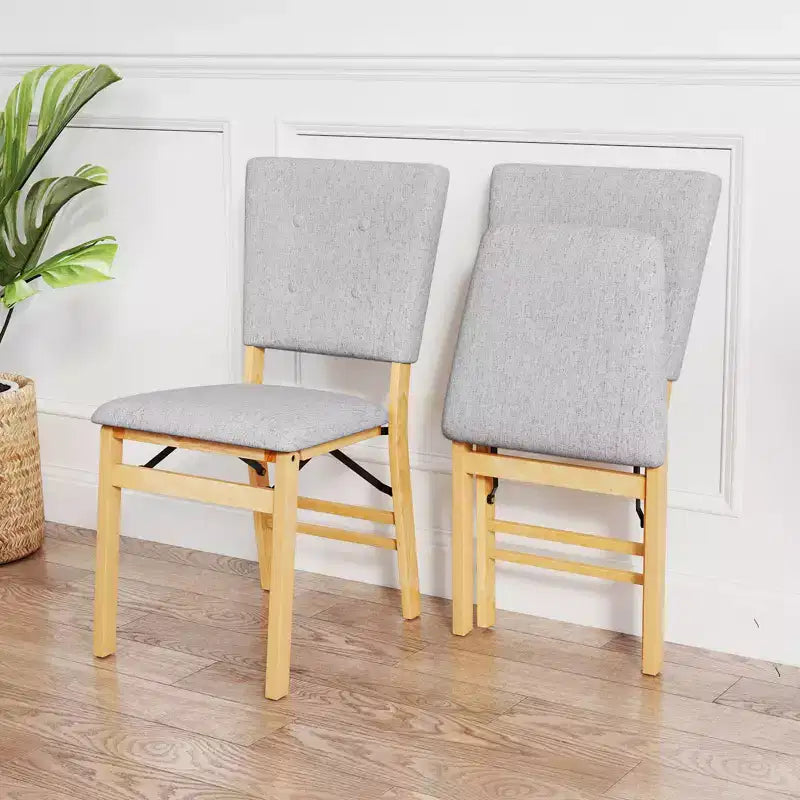 Lot de 4 chaises de salle à manger pliantes Costway avec siège rembourré et dossier inclinable, pieds en bois d'hévéa