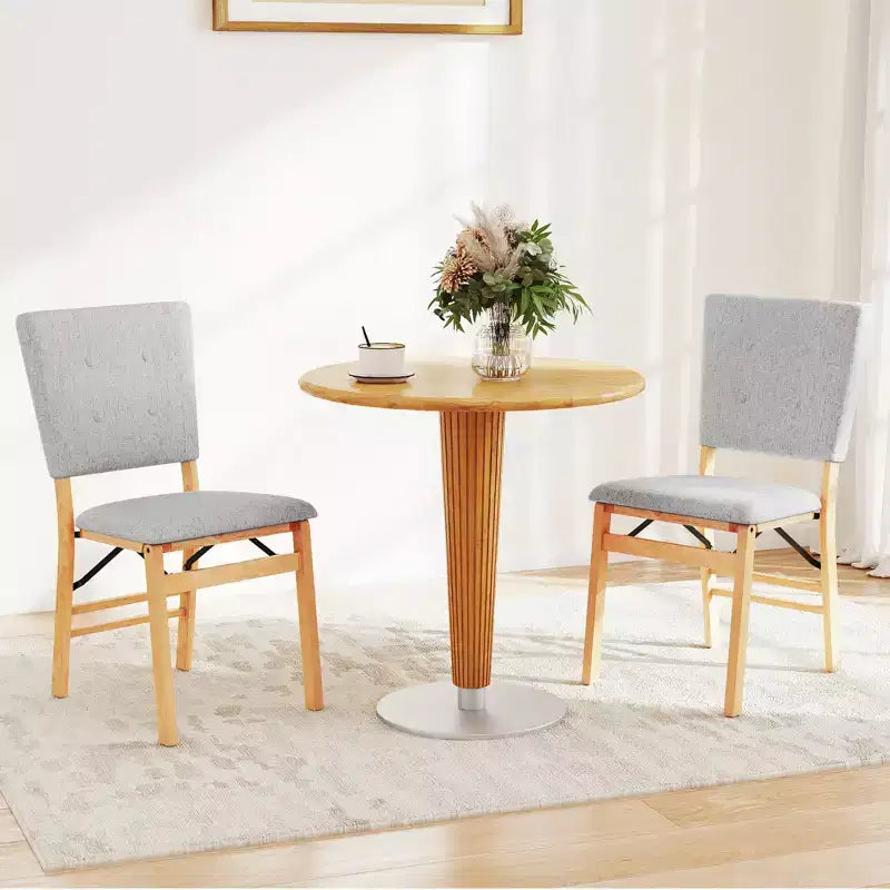 Lot de 4 chaises de salle à manger pliantes Costway avec siège rembourré et dossier inclinable, pieds en bois d'hévéa