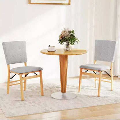 Lot de 4 chaises de salle à manger pliantes Costway avec siège rembourré et dossier inclinable, pieds en bois d'hévéa