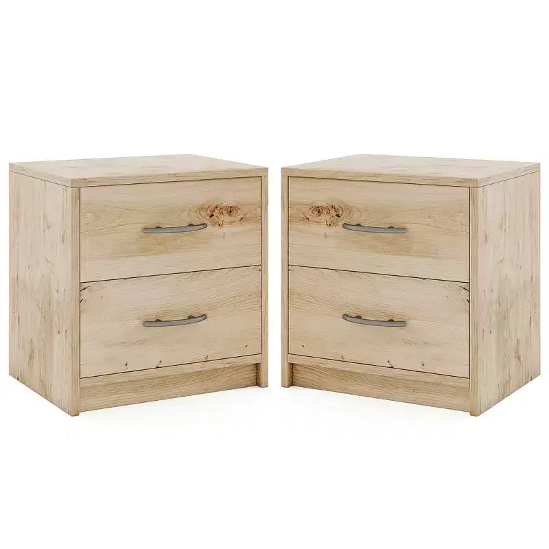 Costway Lot de 2 tables de chevet modernes à 2 tiroirs avec rangement pour salon et chambre à coucher