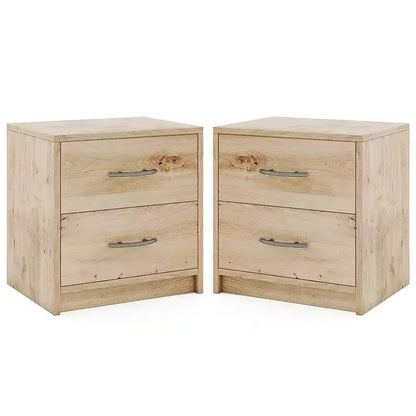 Costway Lot de 2 tables de chevet modernes à 2 tiroirs avec rangement pour salon et chambre à coucher