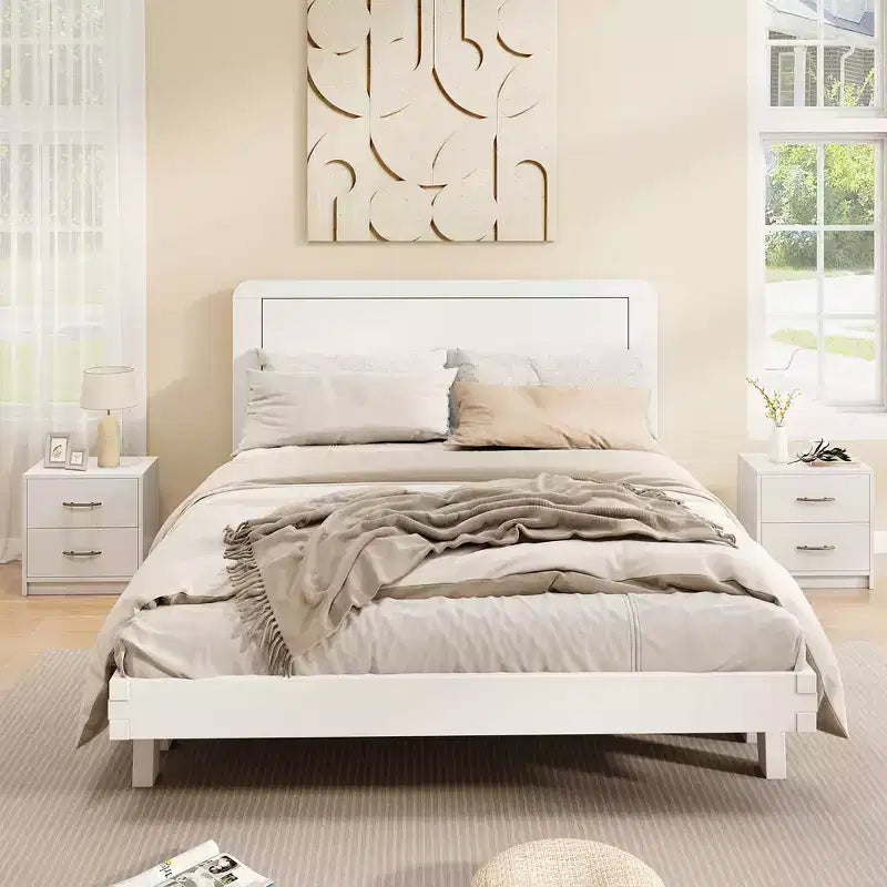 Costway Lot de 2 tables de chevet modernes à 2 tiroirs avec rangement pour salon et chambre à coucher