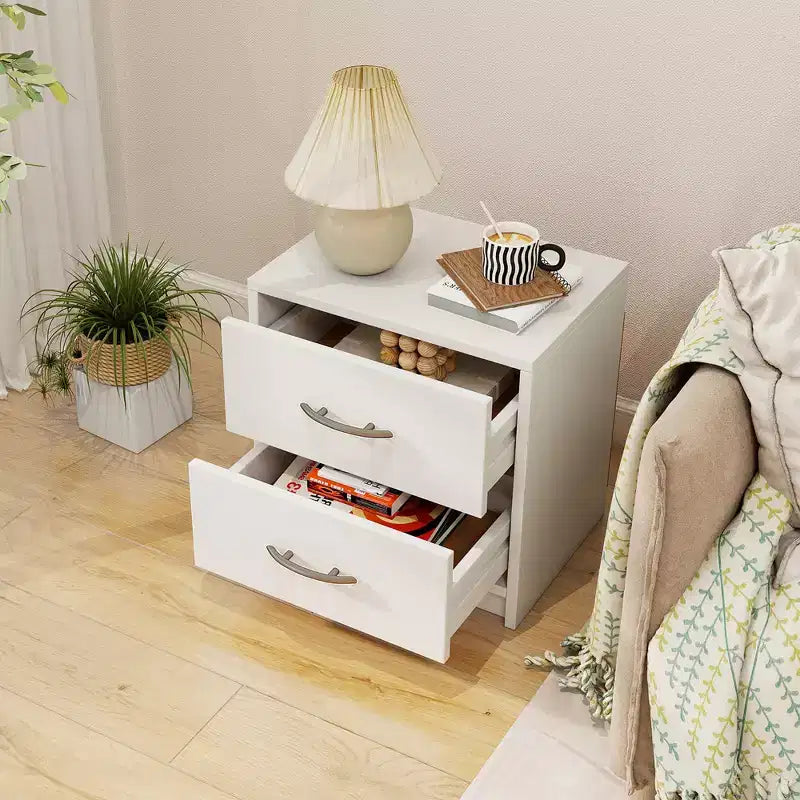 Costway Lot de 2 tables de chevet modernes à 2 tiroirs avec rangement pour salon et chambre à coucher