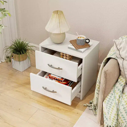 Costway Lot de 2 tables de chevet modernes à 2 tiroirs avec rangement pour salon et chambre à coucher