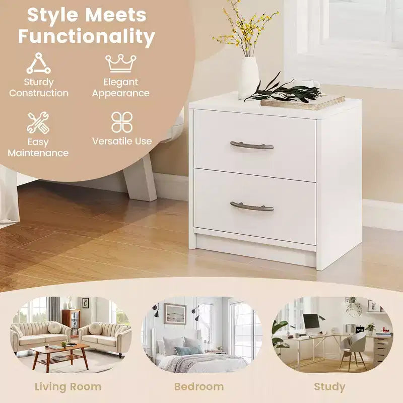 Costway Lot de 2 tables de chevet modernes à 2 tiroirs avec rangement pour salon et chambre à coucher