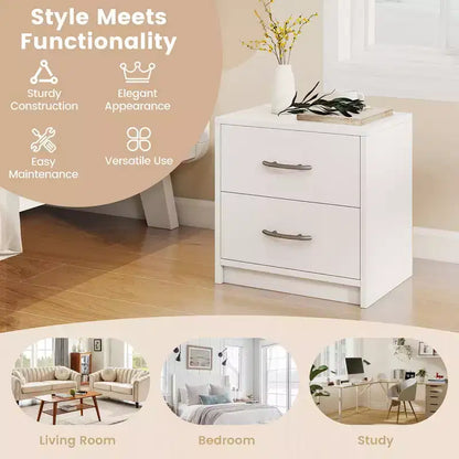 Costway Lot de 2 tables de chevet modernes à 2 tiroirs avec rangement pour salon et chambre à coucher