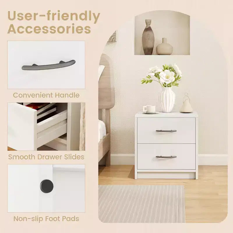 Costway Lot de 2 tables de chevet modernes à 2 tiroirs avec rangement pour salon et chambre à coucher