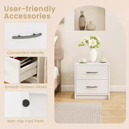 Costway Lot de 2 tables de chevet modernes à 2 tiroirs avec rangement pour salon et chambre à coucher