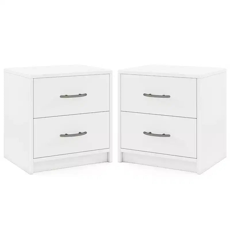 Costway Lot de 2 tables de chevet modernes à 2 tiroirs avec rangement pour salon et chambre à coucher
