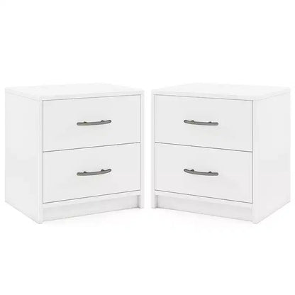 Costway Lot de 2 tables de chevet modernes à 2 tiroirs avec rangement pour salon et chambre à coucher