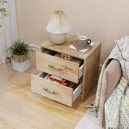 Costway Lot de 2 tables de chevet modernes à 2 tiroirs avec rangement pour salon et chambre à coucher