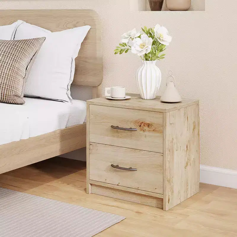 Costway Lot de 2 tables de chevet modernes à 2 tiroirs avec rangement pour salon et chambre à coucher