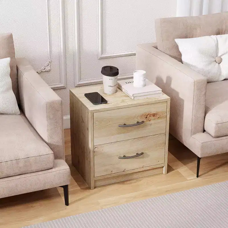 Costway Lot de 2 tables de chevet modernes à 2 tiroirs avec rangement pour salon et chambre à coucher