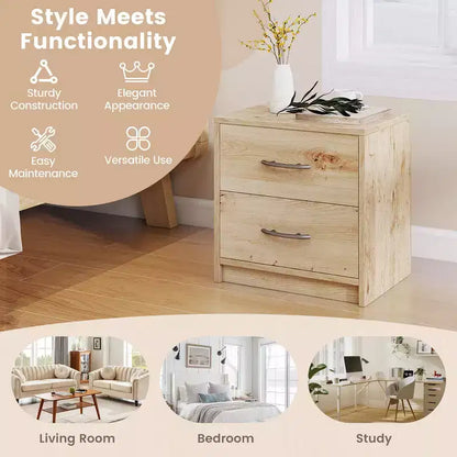 Costway Lot de 2 tables de chevet modernes à 2 tiroirs avec rangement pour salon et chambre à coucher