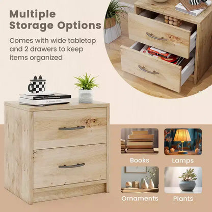Costway Lot de 2 tables de chevet modernes à 2 tiroirs avec rangement pour salon et chambre à coucher