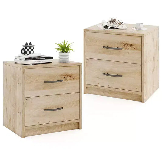 Costway 2PCS 2-Drawer Nightstand Modern Bedside Table w/ Storage for Living Room Bedroom