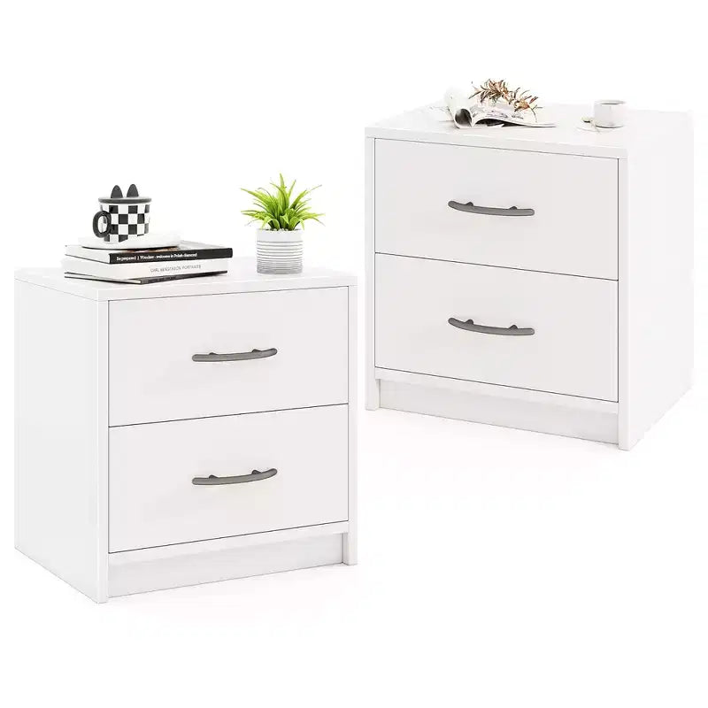 Costway Lot de 2 tables de chevet modernes à 2 tiroirs avec rangement pour salon et chambre à coucher