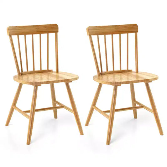 Costway Dining Chairs Set of 2 Farmhouse Kitchen Chair w/ Rubber Wood Frame Wide Seat