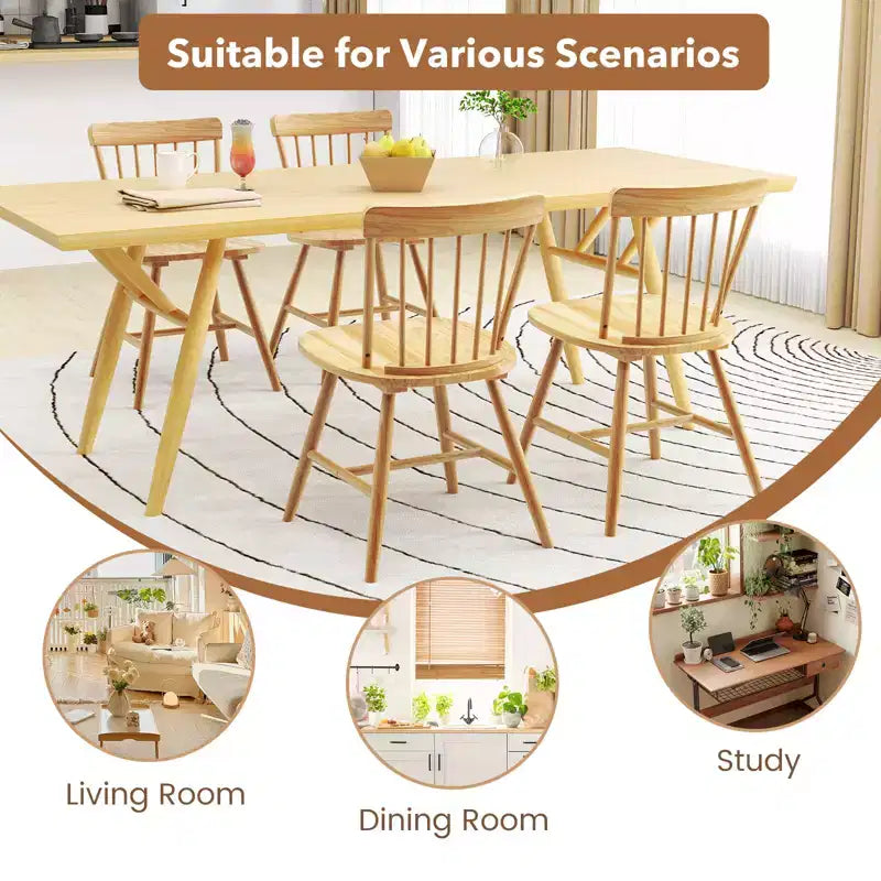 Lot de 2 chaises de salle à manger Costway – Chaises de cuisine de ferme avec structure en bois d'hévéa et assise large