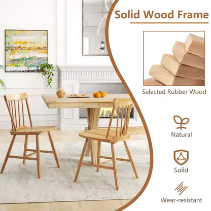 Lot de 2 chaises de salle à manger Costway – Chaises de cuisine de ferme avec structure en bois d'hévéa et assise large
