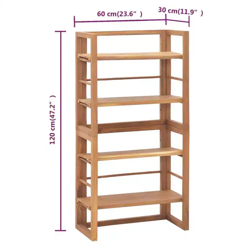 vidaXL Meuble étagère de rangement en bois de teck massif - 120 cm