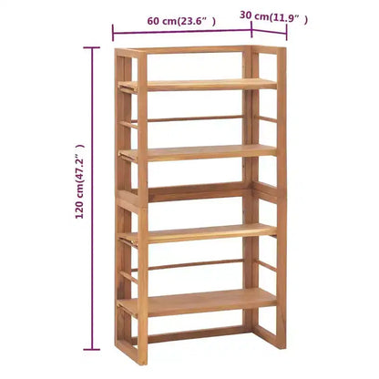 vidaXL Meuble étagère de rangement en bois de teck massif - 120 cm