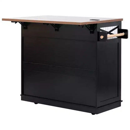 Ilot de cuisine de ferme avec abattant et roulettes, chariot de rangement de cuisine avec tiroirs et étagère en fer, îlot de cuisine roulant avec prise de courant