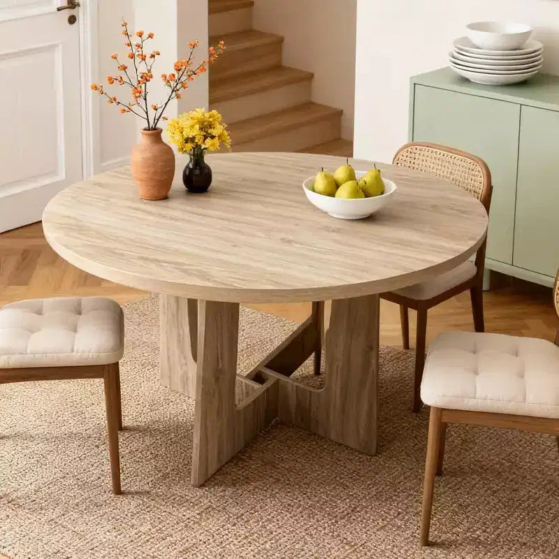 Table à manger ronde, 43 pouces, table familiale, trois couleurs, table à manger multi-personnes sur pied, robuste et durable