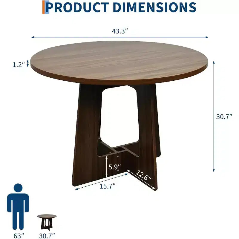 Table à manger ronde, 43 pouces, table familiale, trois couleurs, table à manger multi-personnes sur pied, robuste et durable