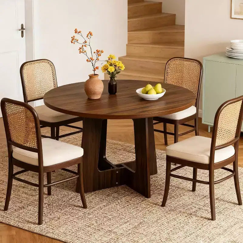 Table à manger ronde, 43 pouces, table familiale, trois couleurs, table à manger multi-personnes sur pied, robuste et durable