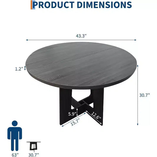 Table à manger ronde, 43 pouces, table familiale, trois couleurs, table à manger multi-personnes sur pied, robuste et durable