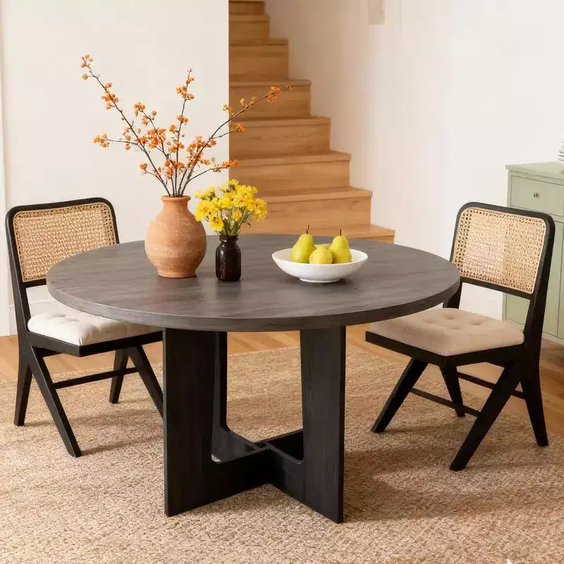 Table à manger ronde, 43 pouces, table familiale, trois couleurs, table à manger multi-personnes sur pied, robuste et durable