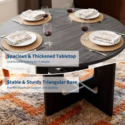 Table à manger ronde, 43 pouces, table familiale, trois couleurs, table à manger multi-personnes sur pied, robuste et durable