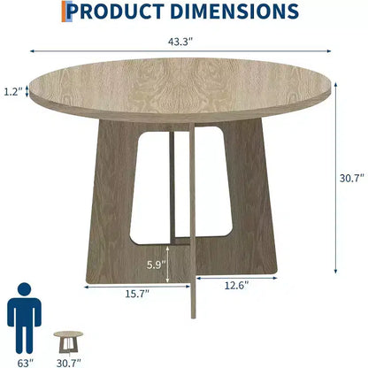 Table à manger ronde, 43 pouces, table familiale, trois couleurs, table à manger multi-personnes sur pied, robuste et durable