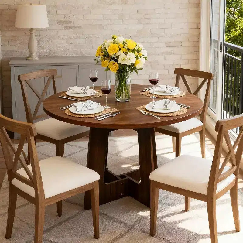 Table à manger ronde, 43 pouces, table familiale, trois couleurs, table à manger multi-personnes sur pied, robuste et durable