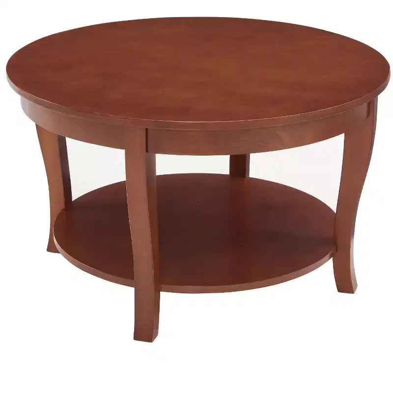 Table basse ronde de 30", table centrale en bois à 2 niveaux, table d'appoint circulaire, table d'appoint de canapé pour salon, chambre, appartement, bureau