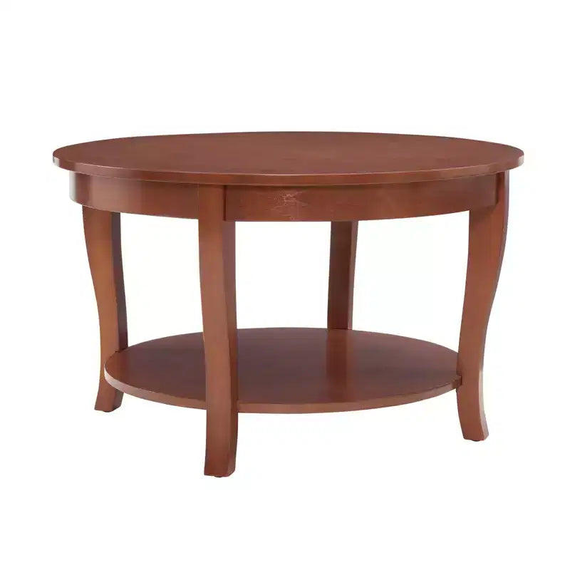 Table basse ronde de 30", table centrale en bois à 2 niveaux, table d'appoint circulaire, table d'appoint de canapé pour salon, chambre, appartement, bureau